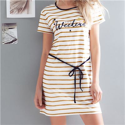 Chemise de nuit jersey à rayures