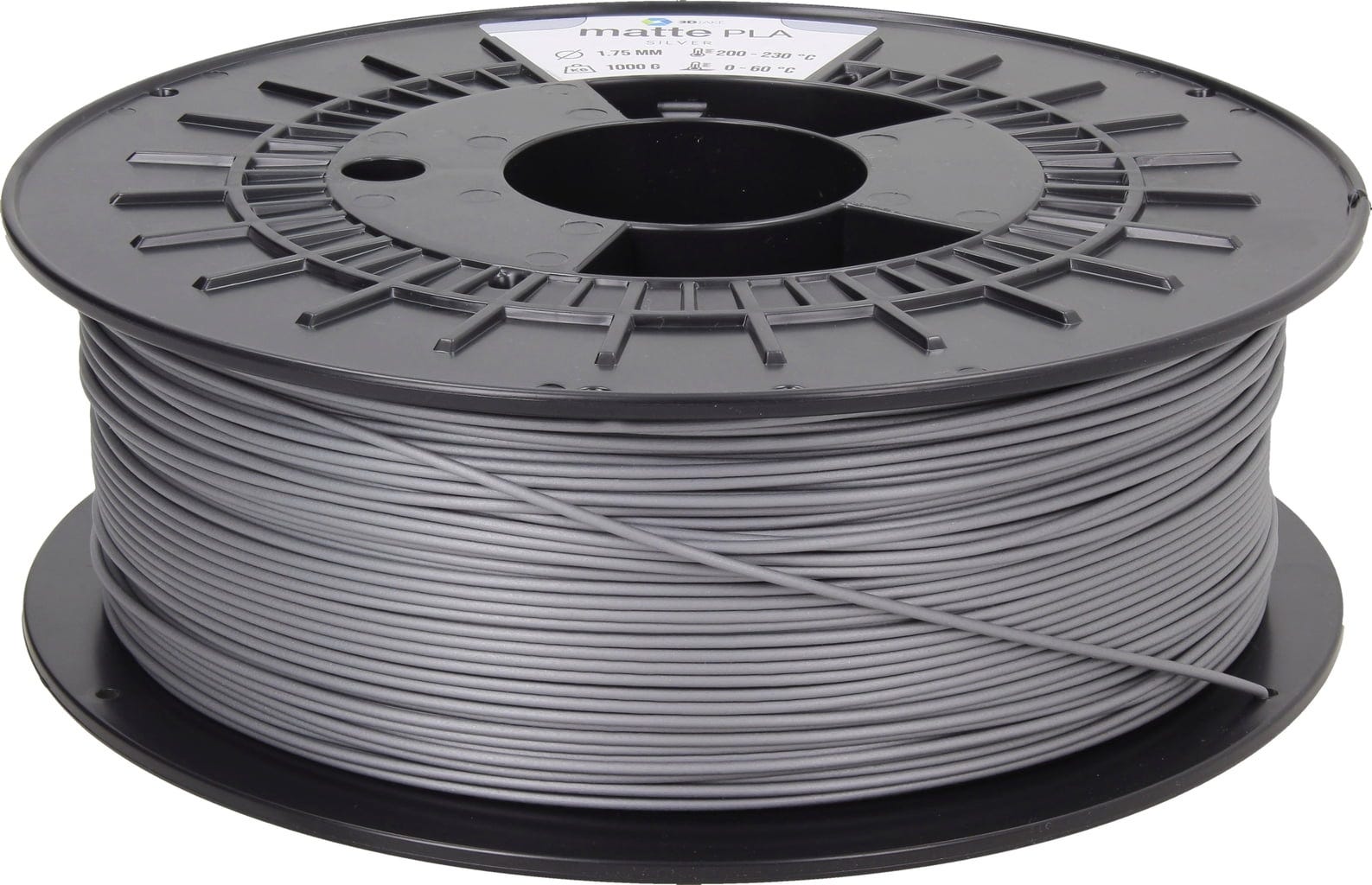 3DJAKE  mattePLA Silber, 1,75 mm / 1000 g    Leicht zu druckendes PLA mit mattem Finish in Silber