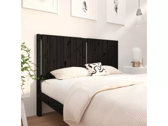 Tête de lit Noir 145,5x4x100 cm Bois massif de pin