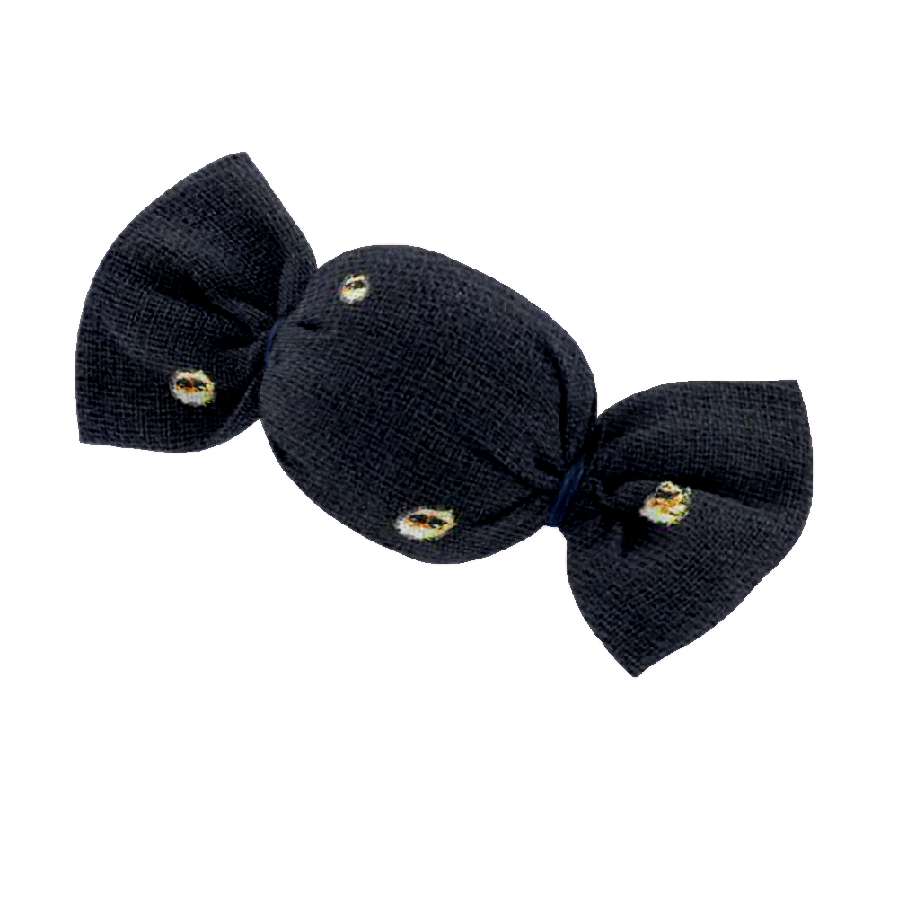 Petite Barrette Mini Bonbon Gaze Pois Or Marine