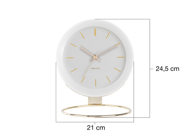 Table clock Globe white, Des. Armando Breeveld