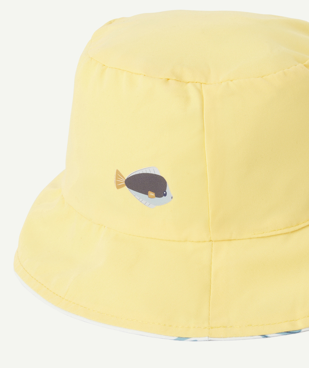 LITTLE DUTCHchapeau réversible bébé garçon bleu et jaune avec imprimé