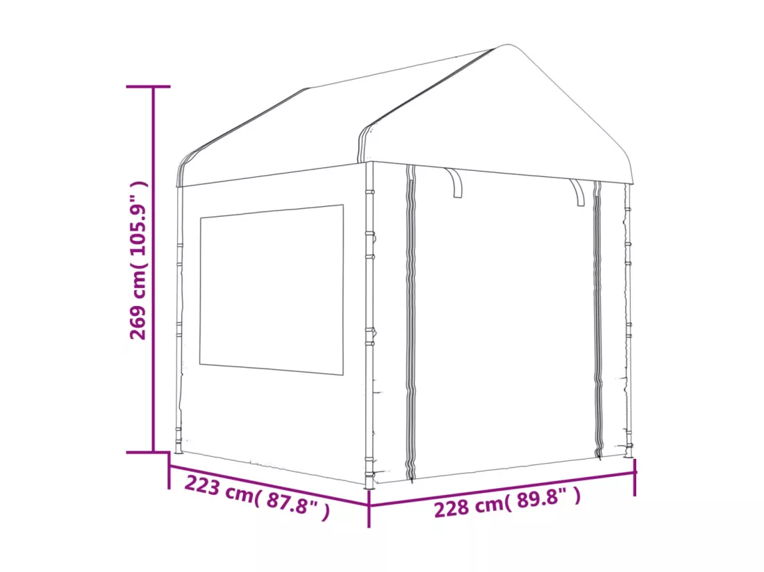 Belvédère avec toit blanc 17,84x2,28x2,69 m polyéthylène