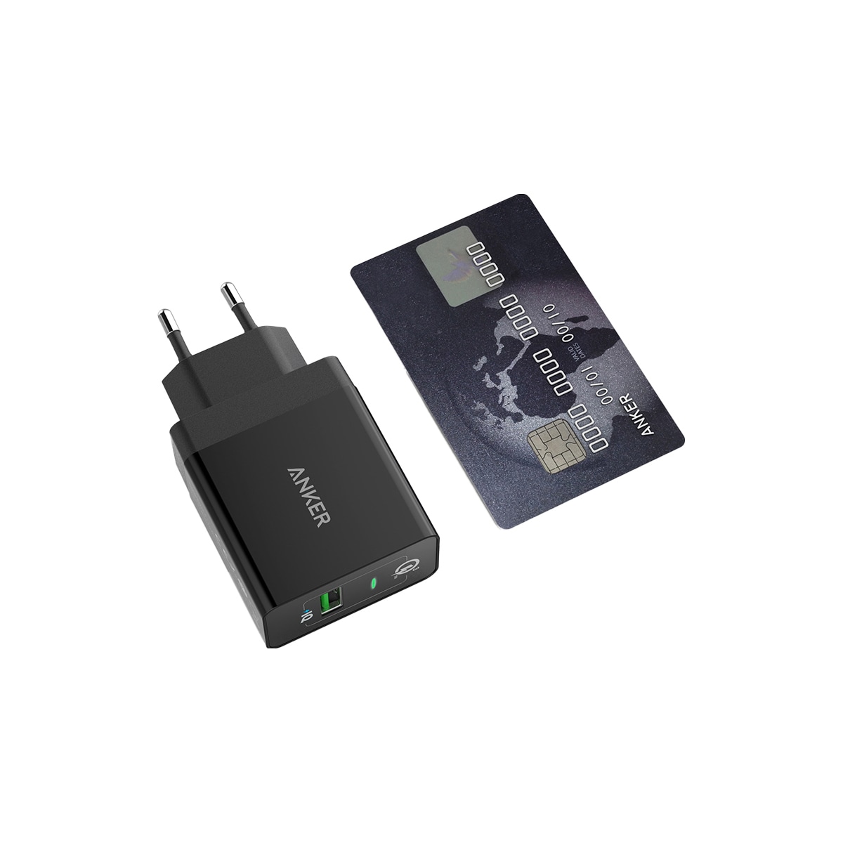 Anker PowerPort+1 w QC 3.0 18W USB-A lader (sort)