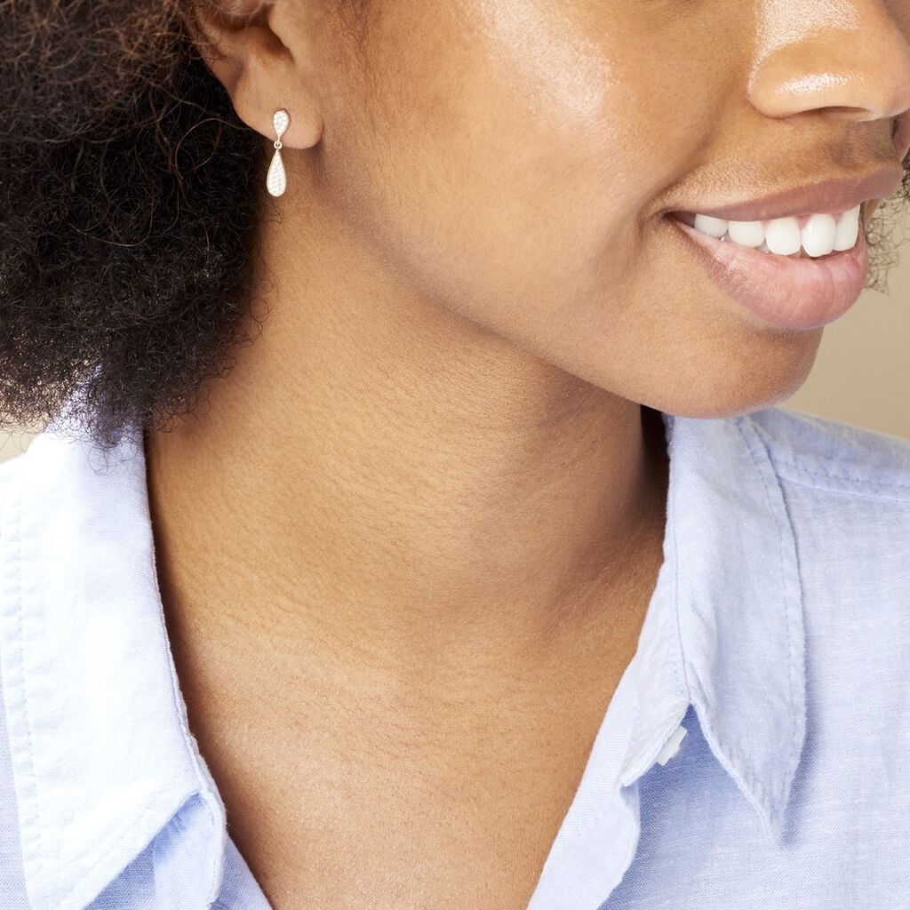 Boucles D'oreilles Pendantes Reiko Or Jaune Oxyde De Zirconium