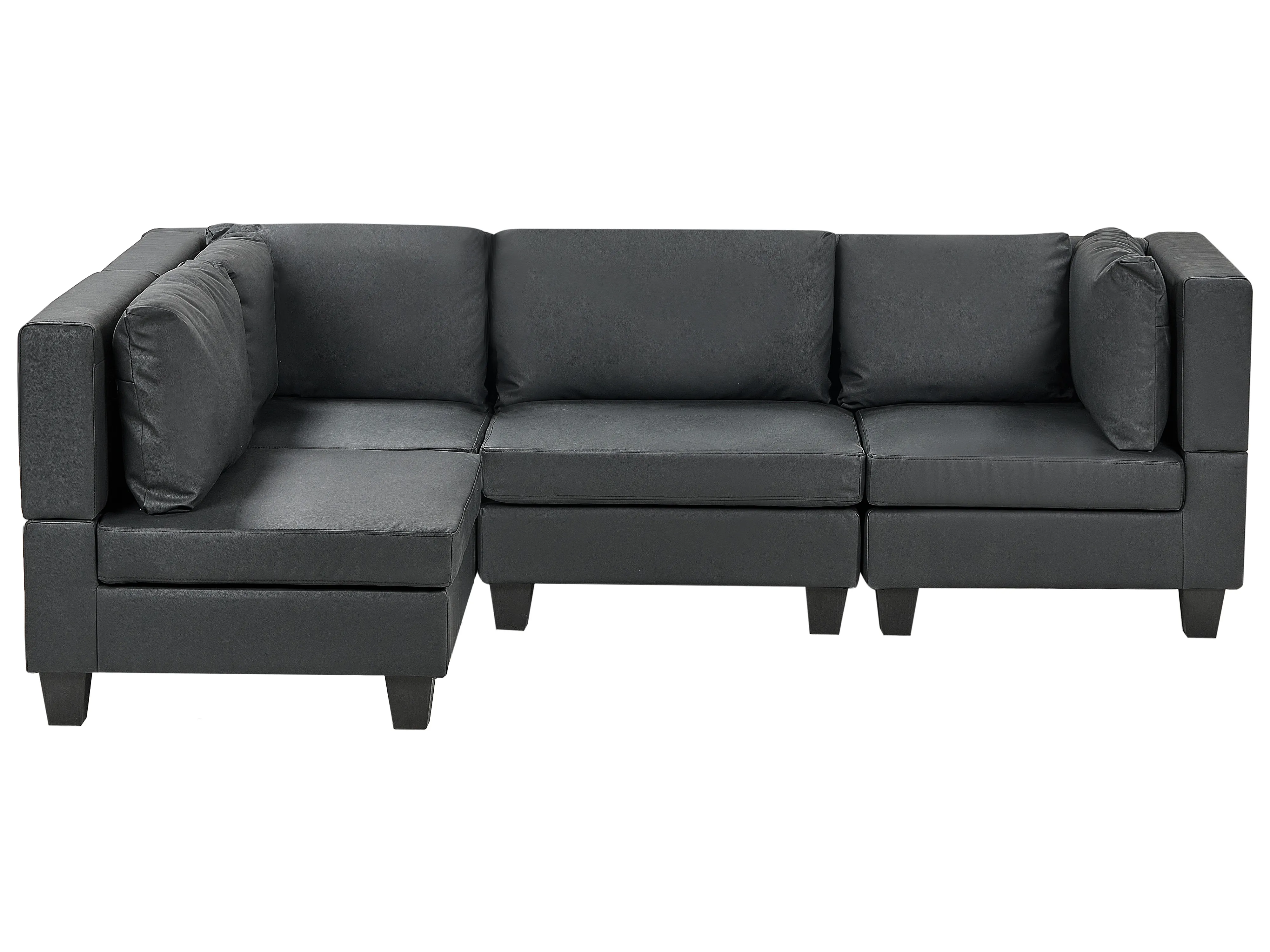 Modulaire hoekbank 4-zits UNSTAD Kunstleer Zwart rechtszijdig