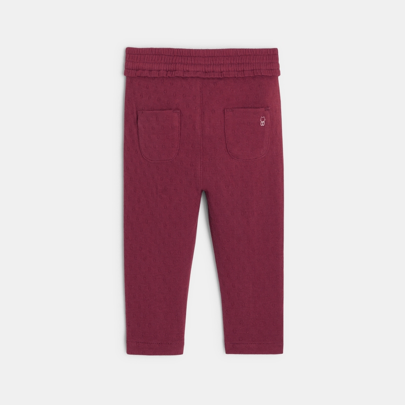 Pantalon maille fantaisie ceinture élastique rose bébé fille