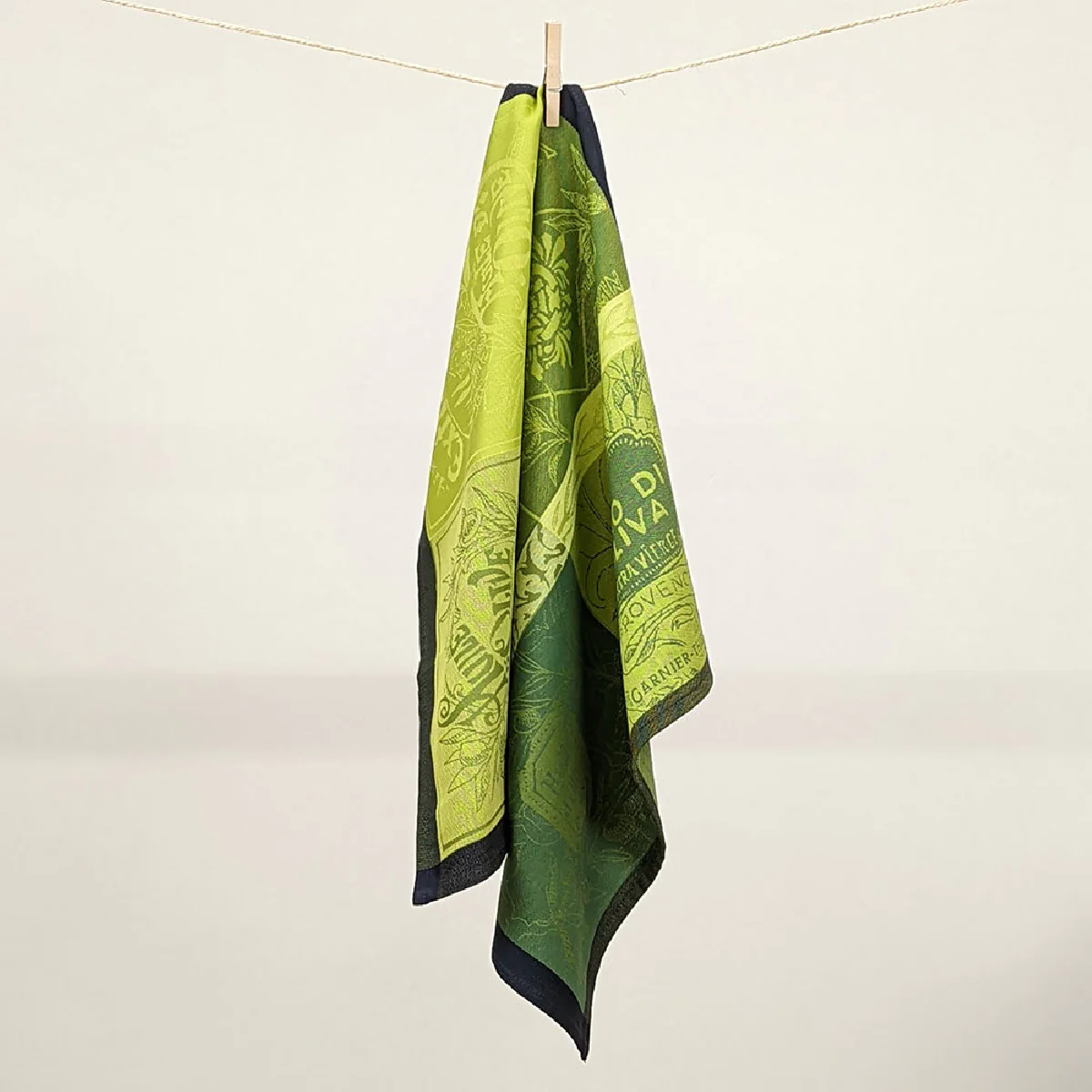 Torchon pur coton vert 56x77 Garnier Thiebaut