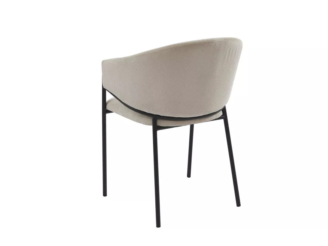 Lot de 2 chaises avec accoudoirs en velours côtelé et métal noir - Crème - ORDIDA de Pascal MORABITO