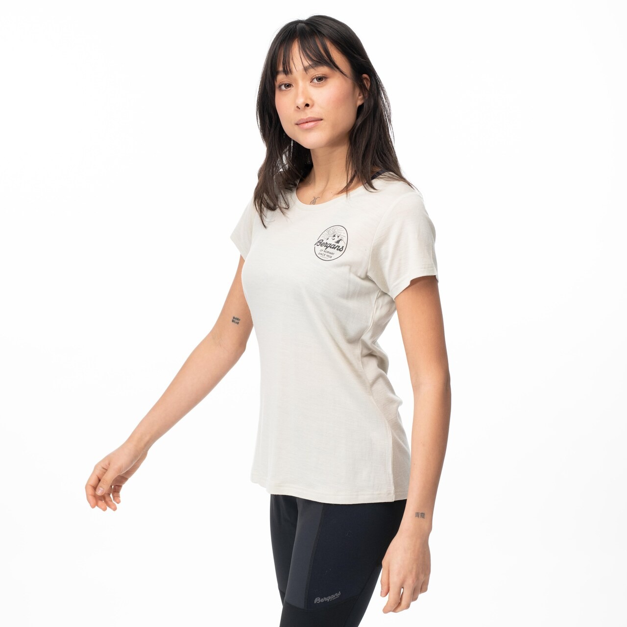 Graphic Wool Tee Dame Chalk Sand/Solid Charcoal