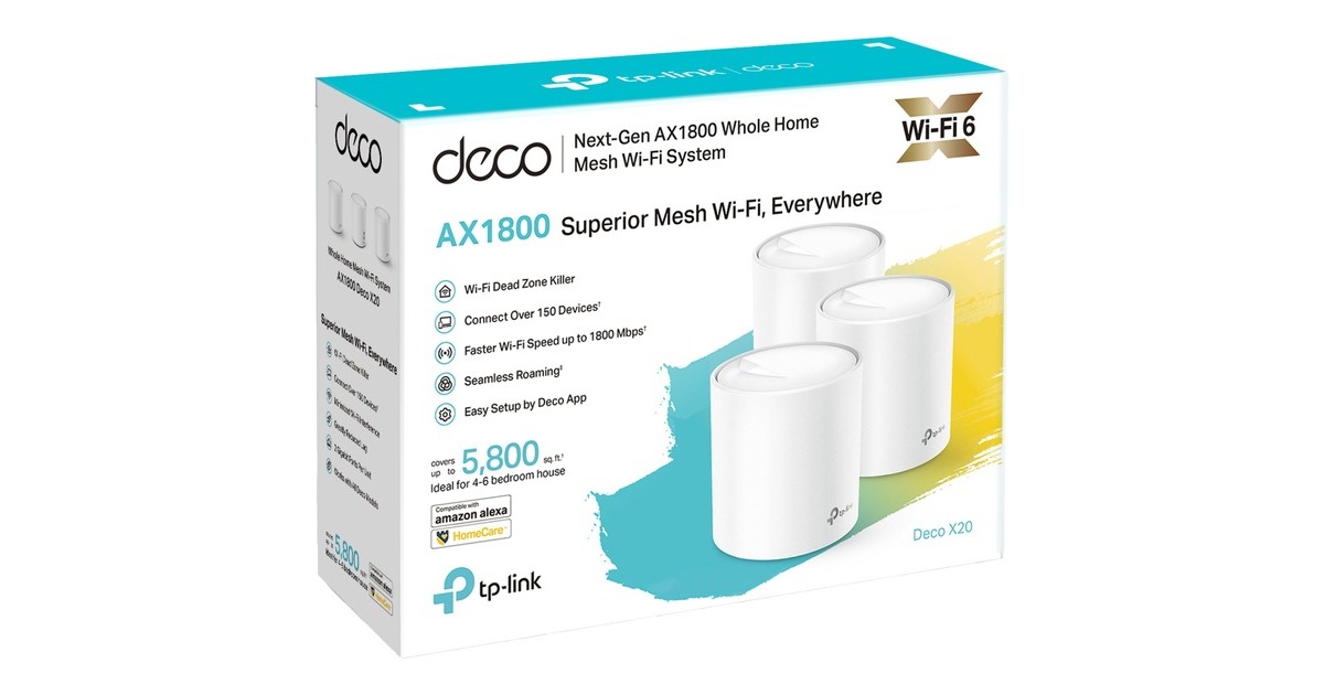 TP-LinkDeco X20 mesh router  (Wit, 3 stuks, 2.4 GHz / 5 GHz Dual-band)