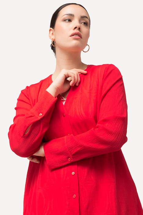 Longbluse, Struktur, A-Linie, Tunika-Ausschnitt, Langarm