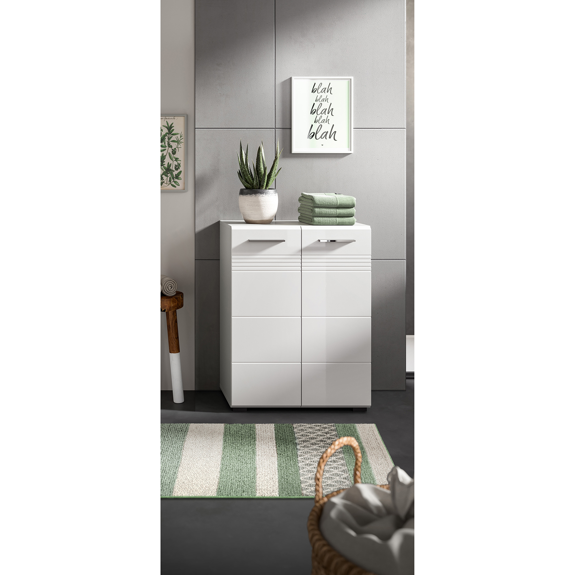 Midischrank COPA - weiß Hochglanz - hellgrau - 60 cm breit