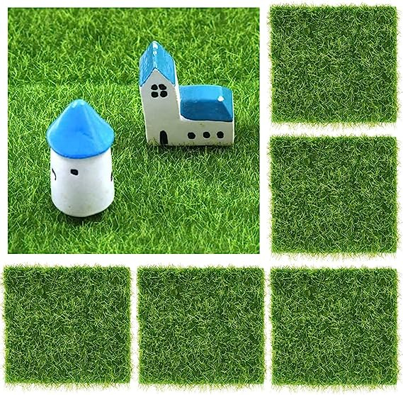 (15x15cm) Miniatur Garten Kunst Rasen Deko Gras Landschaft Bastel Zubehör Wiese - Grün