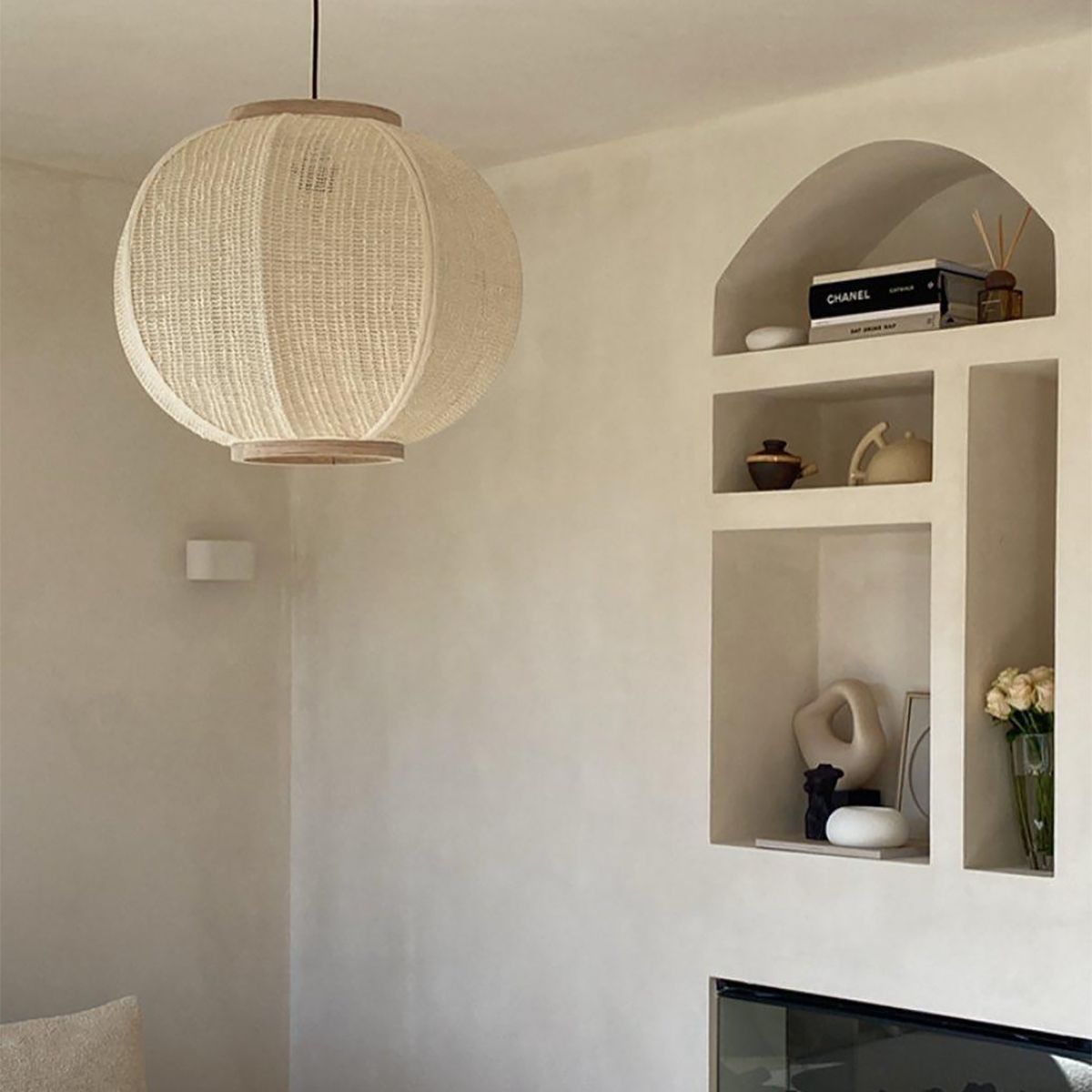 Oosterse hanglamp naturel stof 48 cm - Rob