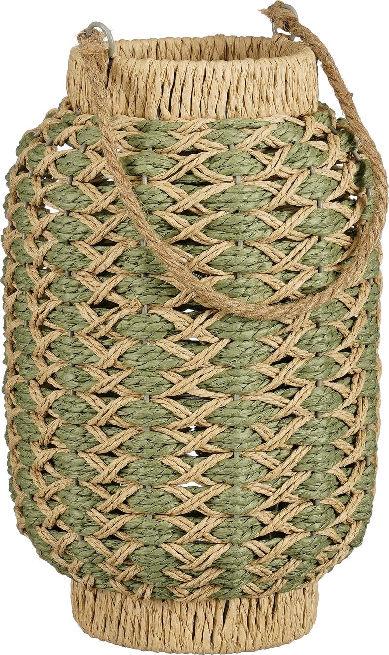 Mica Decorations windlicht Faros naturel / groen D 20 H 30 cm