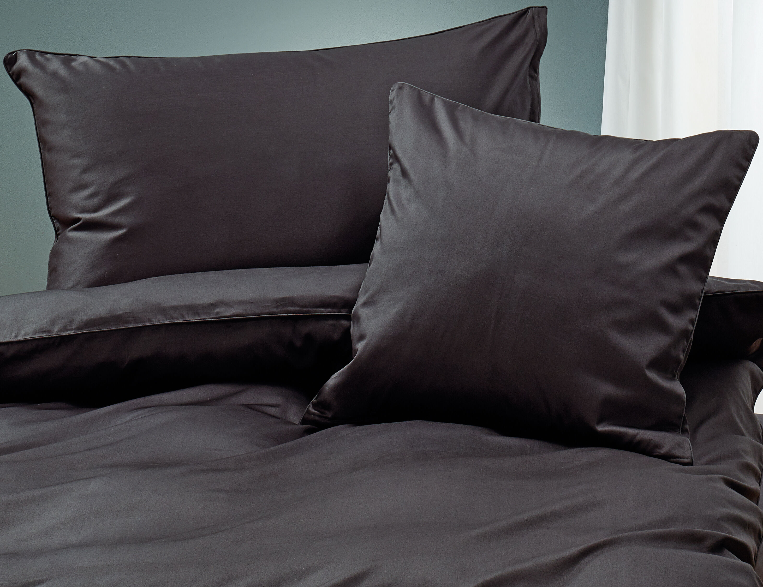 Uni Satin Bettwäsche mit Biese