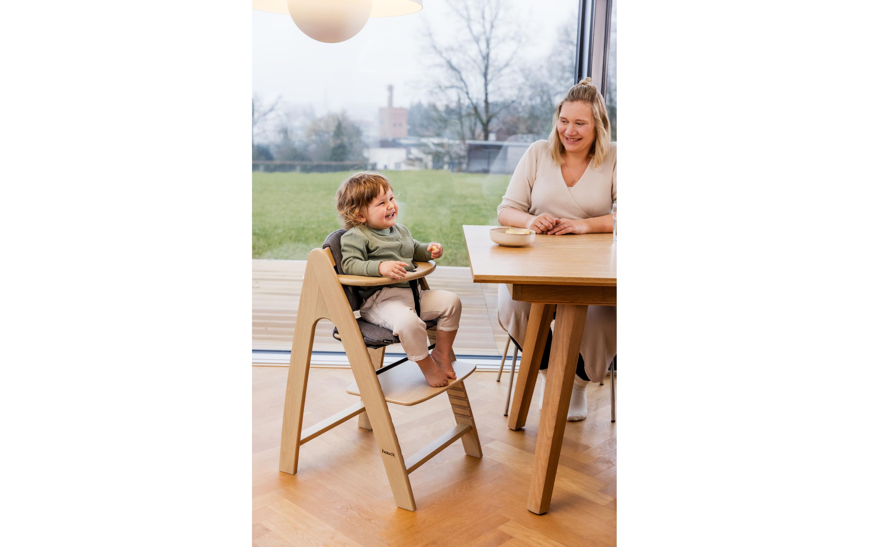 Treppenhochstuhl Arketa Oak<br>Ergonomischer Holzhochstuhl für Kleinkinder