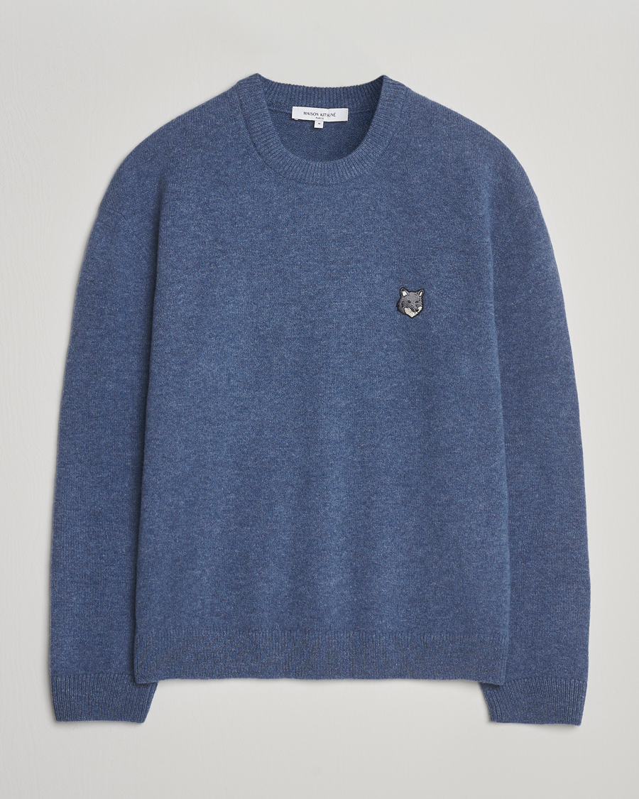 Maison Kitsuné Grey Fox Head Lambswool Sweater Powder Blue