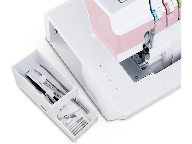 Medion Nähmaschine Life Overlock SO90 Weiss/Rosa Nähmaschine mit einer Motorleistung von 90 Watt
