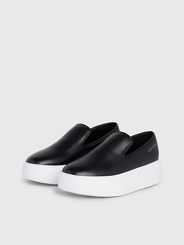 Sapatos plataforma de couro sem cadarço