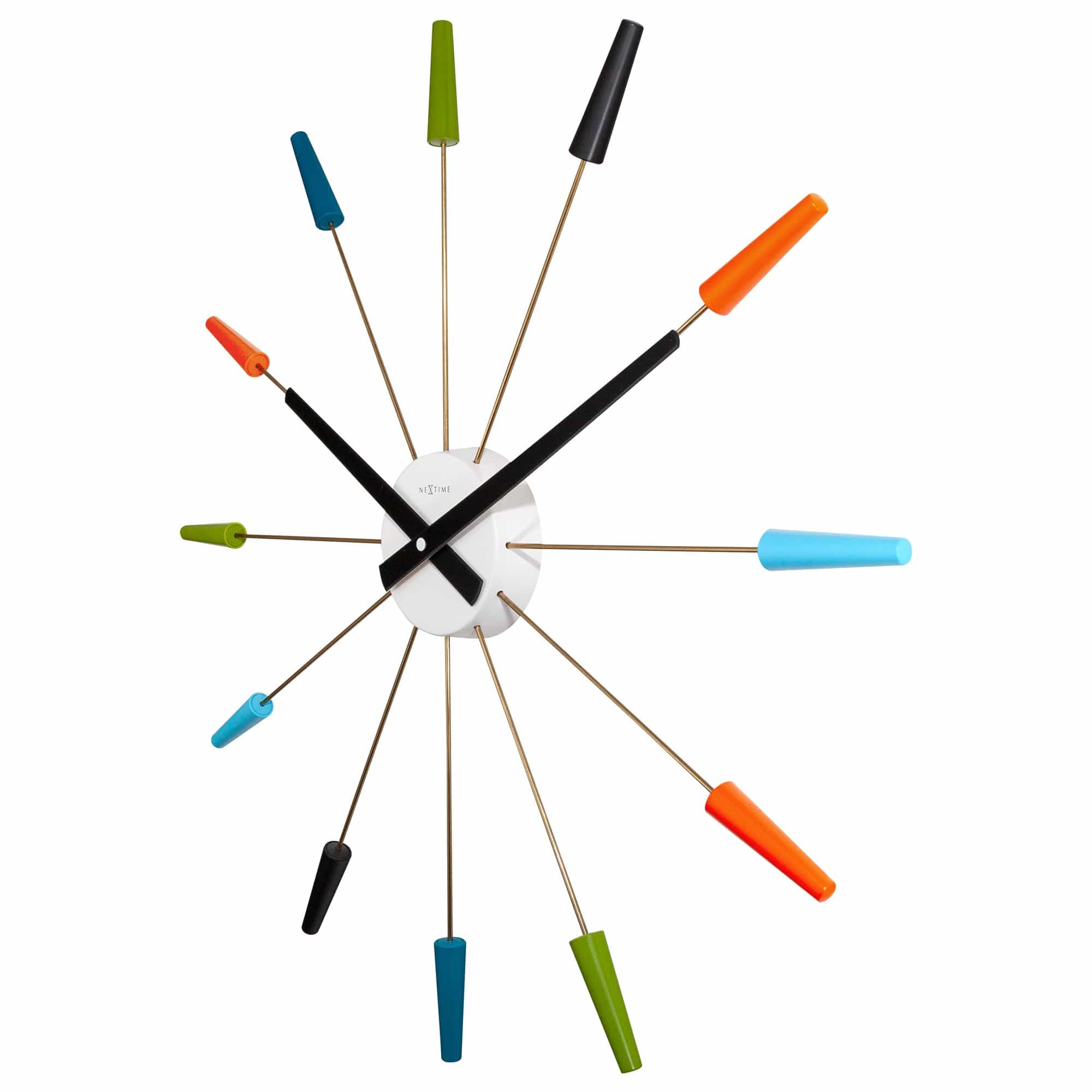 NeXtime - NeXtime - Stille Wandklok - Retro Design - 58 cm - Rvs -