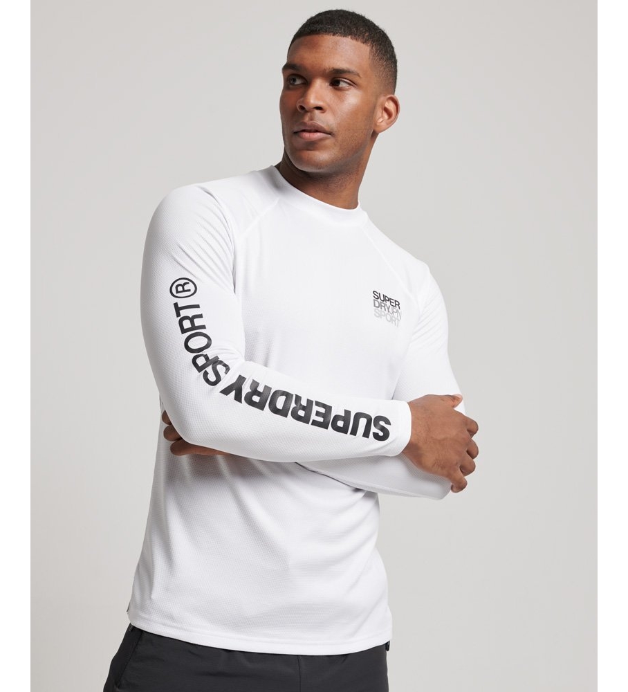 Camisa Superdry Train branca com gola Perkins
