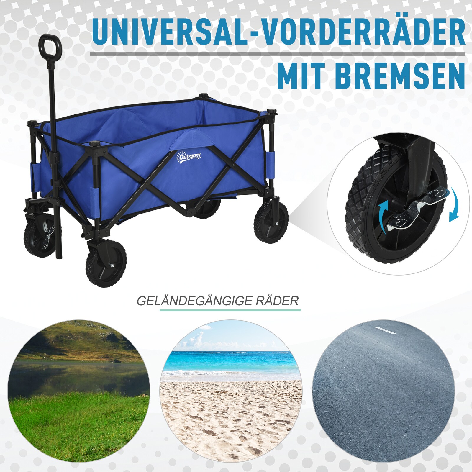 Outsunny Bollerwagen faltbar dunkelblau 107 x 51 x 91,5 cm (LxBxH)