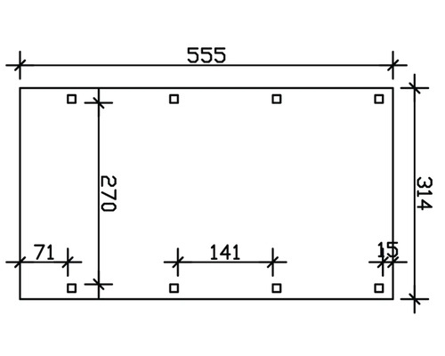SKAN HOLZ Friesland enkele carport inclusief aluminium dakpanelen en H-paalankers, 314 x 555 cm, grijs