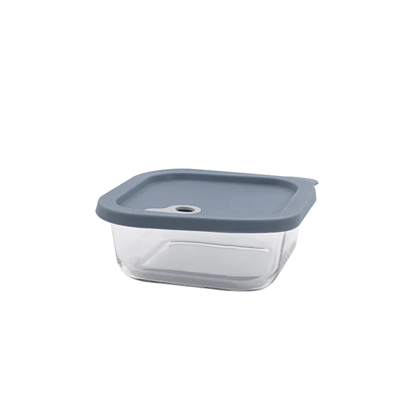 Boite carrée en verre avec couvercle en silicone bleu 720 ml Point Vir