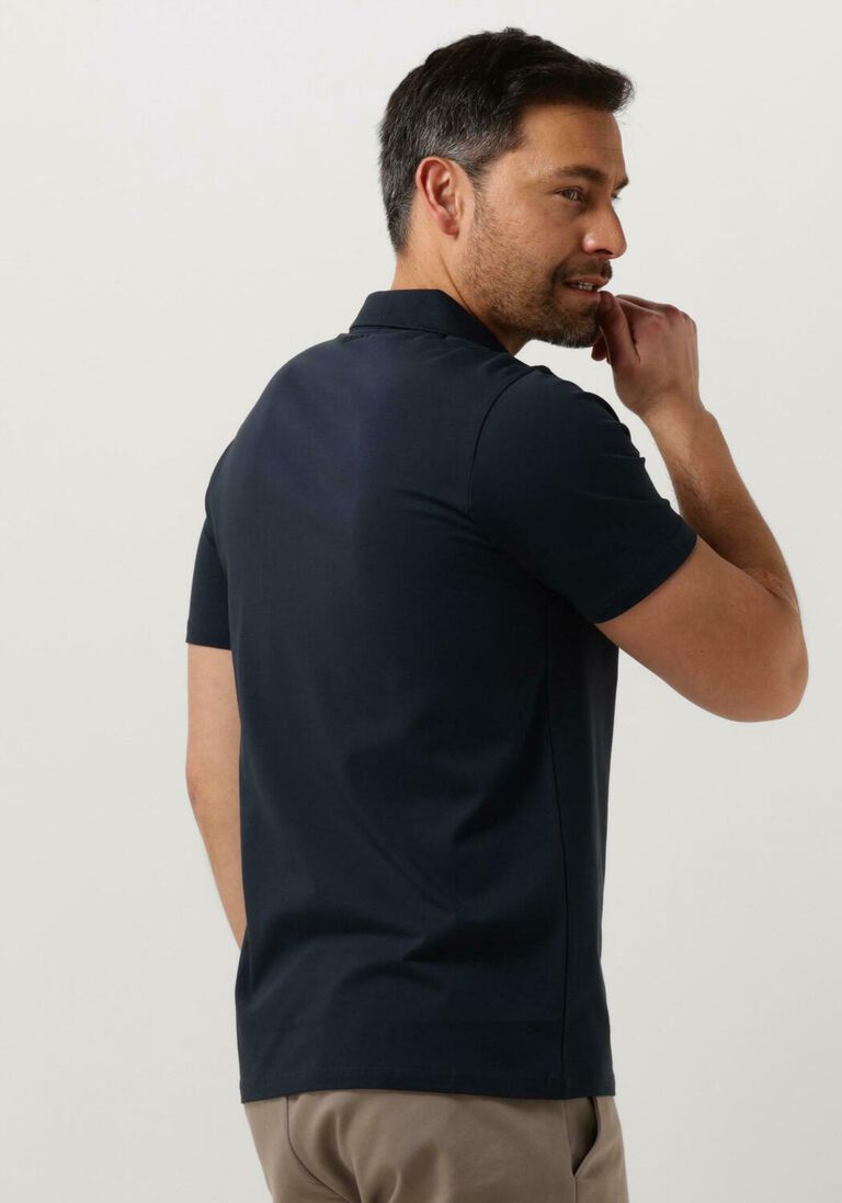 PUREWHITE donkerblauwe purewhite polo polo with button placket and small print on chest
