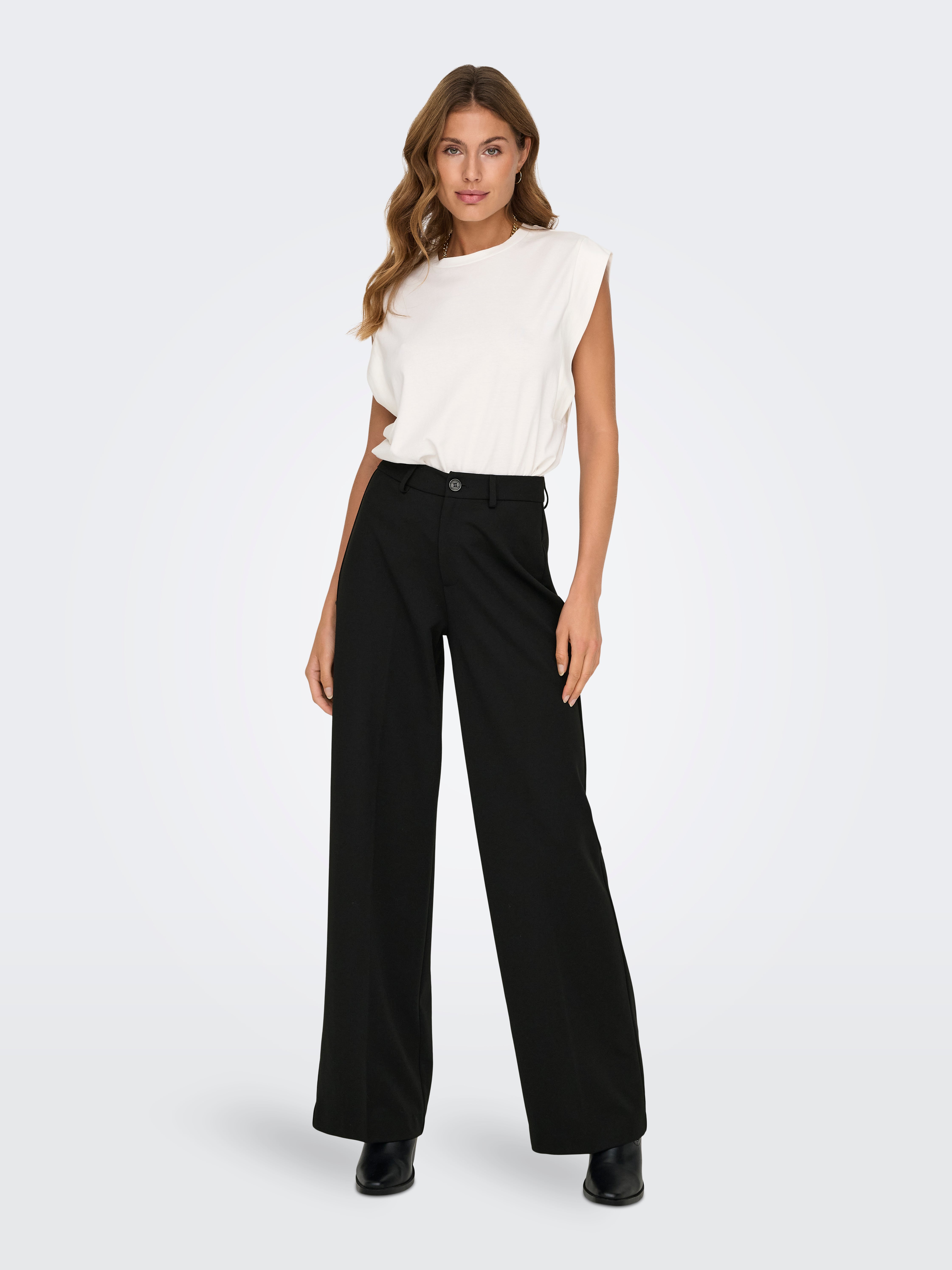 ONLPEACH Hohe Taille Weiter Beinschnitt Hose mit weitem Beinschnitt Black
