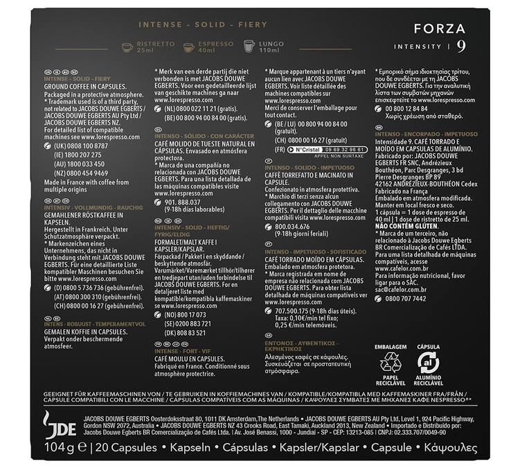 20 capsules Forza compatibles Nespresso® - L'OR ESPRESSO