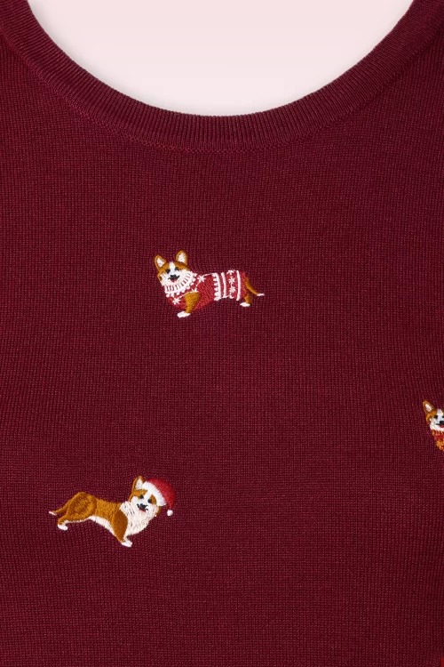 Banned Retro The Queens Corgi trui in bordeauxrood