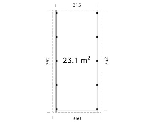 Enkele carport Palmako Karl 23,1 m² 360 x 762 cm dompelgegrond bruin