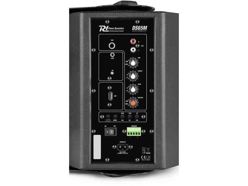 Power Dynamics Installationslautsprecher DS65 MB 60W, Paar Aktiv-ELA-Lautsprecherset mit Bluetooth und Multimedia-Player