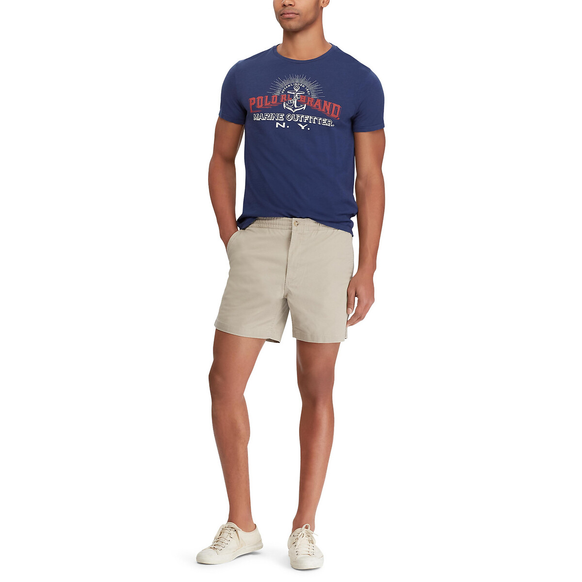 POLO RALPH LAUREN<br>Shorts retos em algodão elástico, estilo preppy