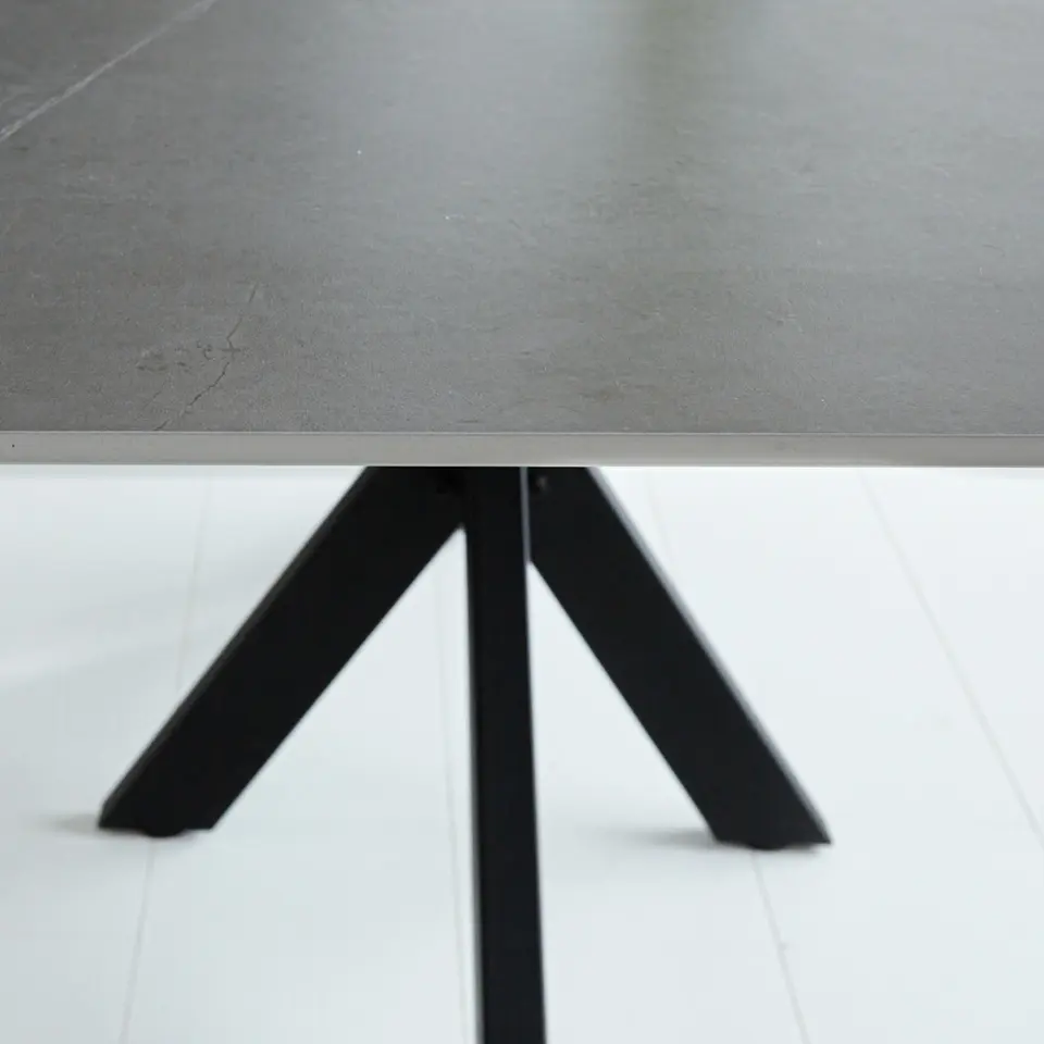 Eettafel Edin 170x90 cm marmerlook grijs - Stoneware - Grijs