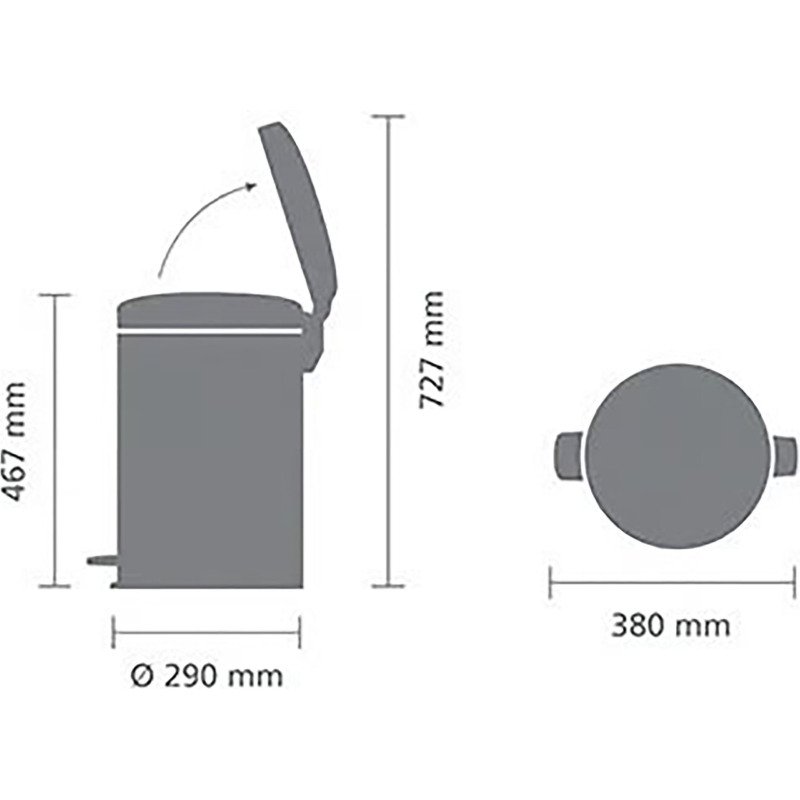 Poubelle métal 20 litres ronde à pédale Brabantia NewIcon