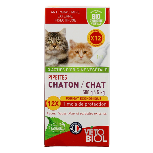 Vétobiol Antiparasitaire Pipettes Chaton / Chat