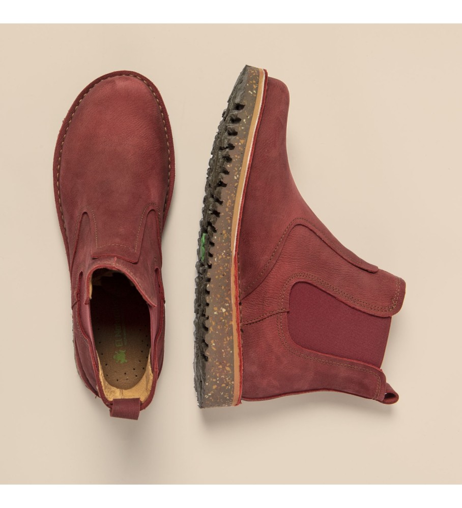 Botas de cano curto Naturalista em couro bordô
