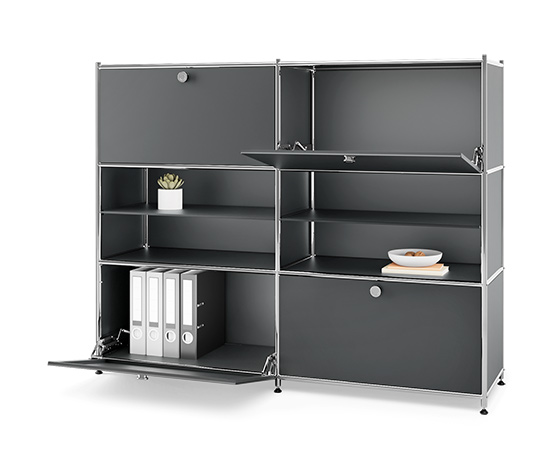 Kommode Metall »CN3« mit 4 Klappenfächern, grau