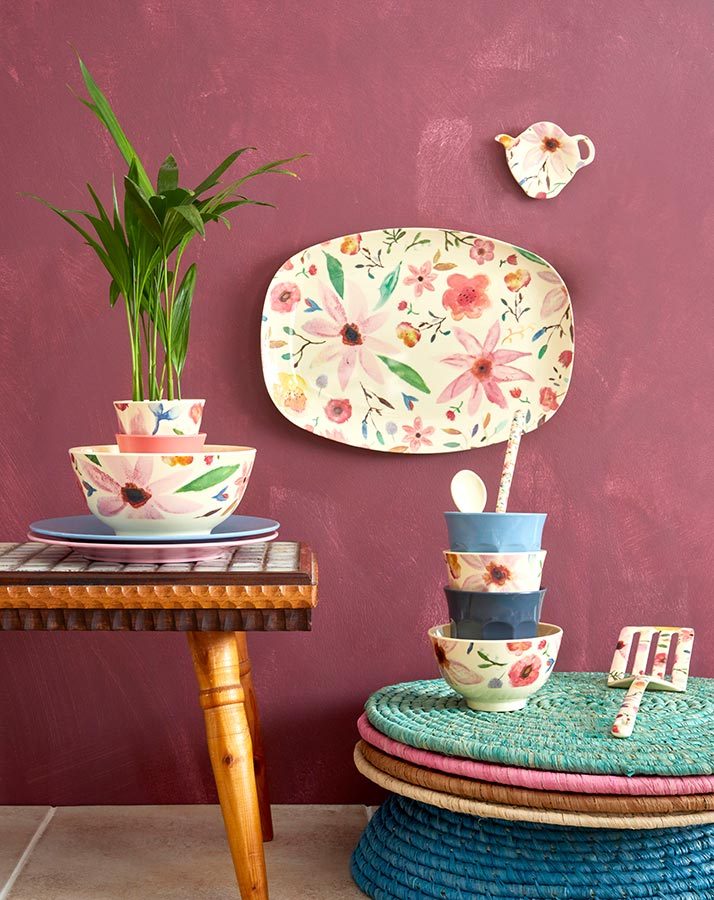 Melamin-Becher SELMAS FLOWER mittel in beige