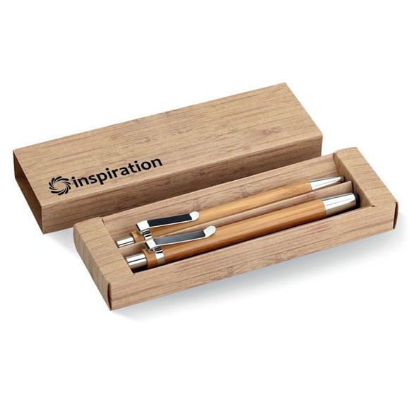 GiftRetail MO8111 - BAMBOOSET Coffret stylo et crayon en bam