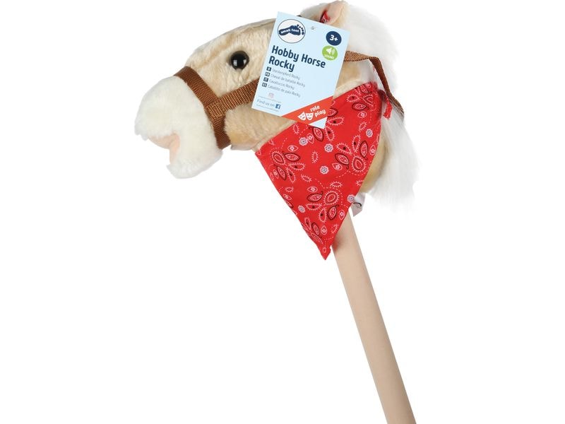 small foot Steckenpferd «Rocky» Beige/Nature/Rot Stockpferd mit Halstuch und Sound