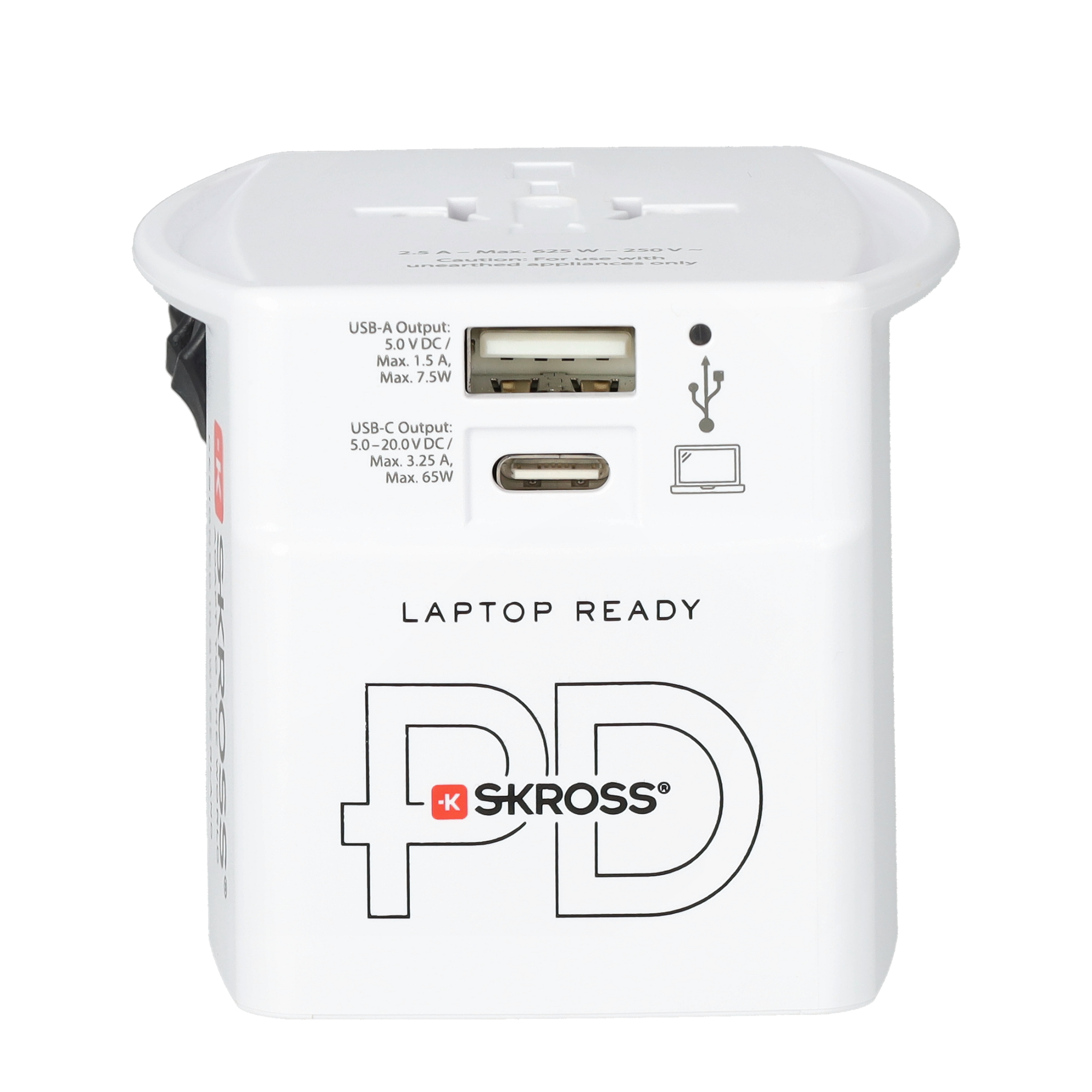 World Travel Adapter Weltreise Adapter MUV USB AC65PD Ladegerät EU / USA / Australien / China   USB  A / USB C (1.302977) - Weiss