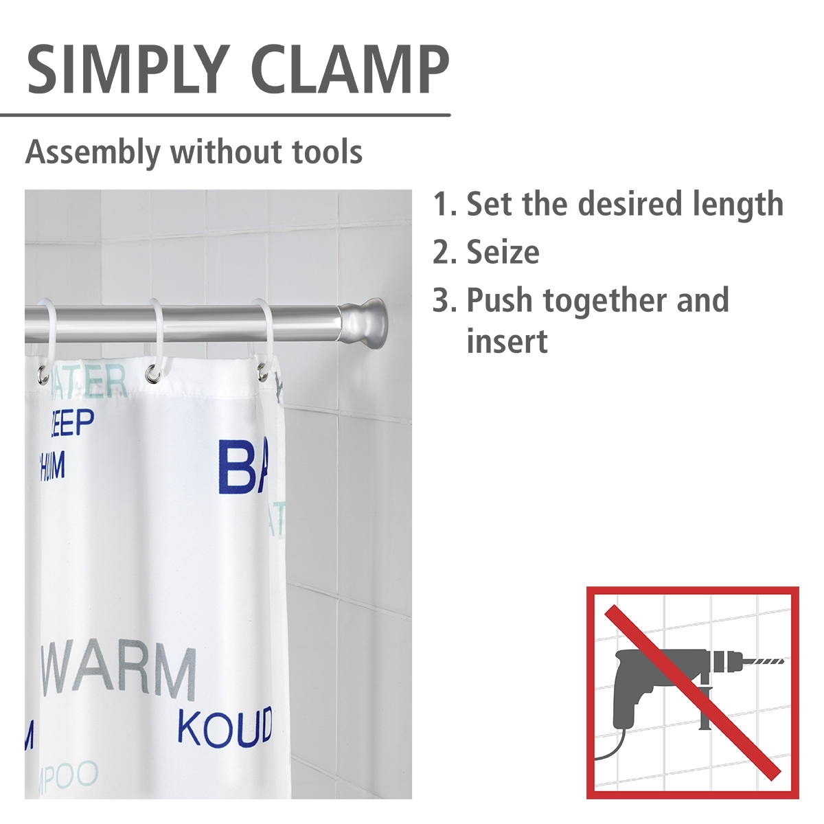 Wenko telescopische douchestang ø20mm 110-185cm chroom