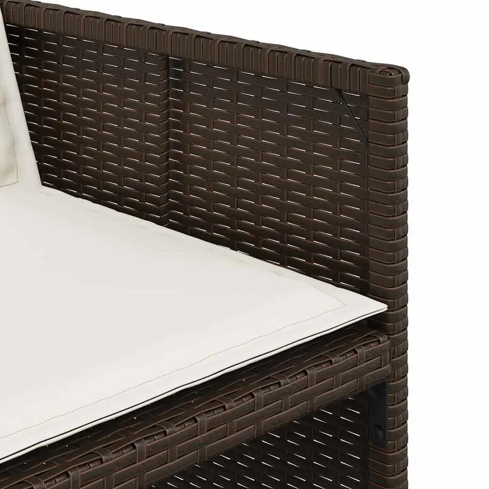 vidaXL - 5-delige Tuinset met wit kussens - Bruin - PE rattan - 110x106 cm