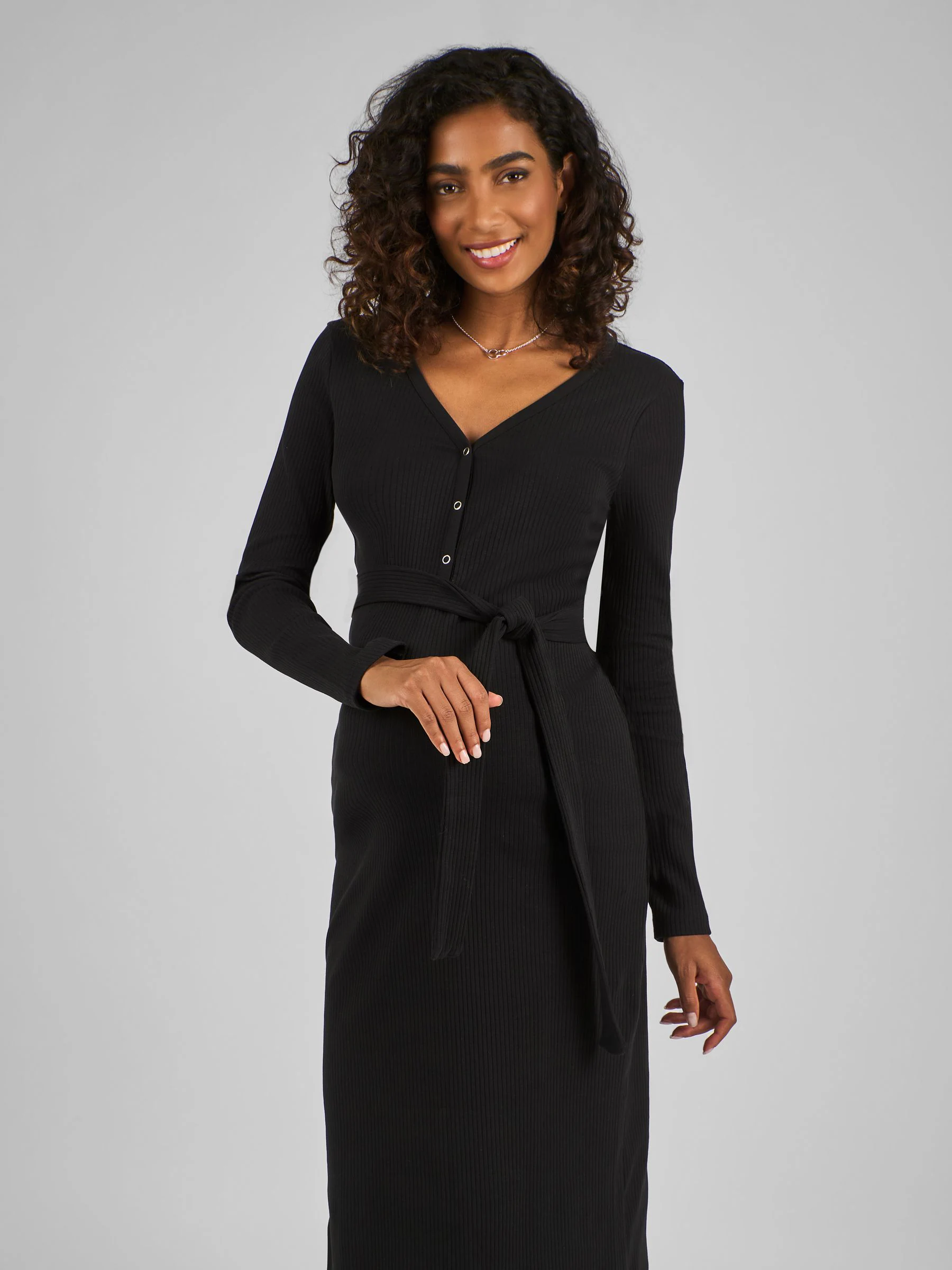 Jojo Maman Bébé Ribbed Popper Front Maternity Jersey Dress