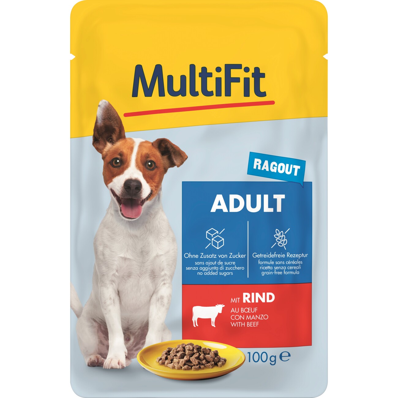 MultiFit Nassfutter Hund, Adult, Little Dog, Pouch, Ragout Rind 24x100 g